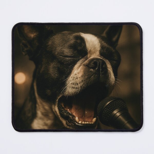 Item preview, Boston Terrier Singing in Dramatic Garage Band Scene designed and sold by Flying Doggo.