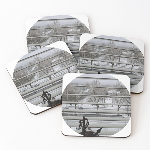 Item preview, snowy day from inside round photo art designed and sold by SmashingDeals.