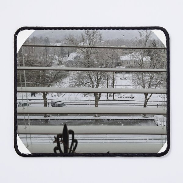 Item preview, snowy day from inside round photo art designed and sold by SmashingDeals.