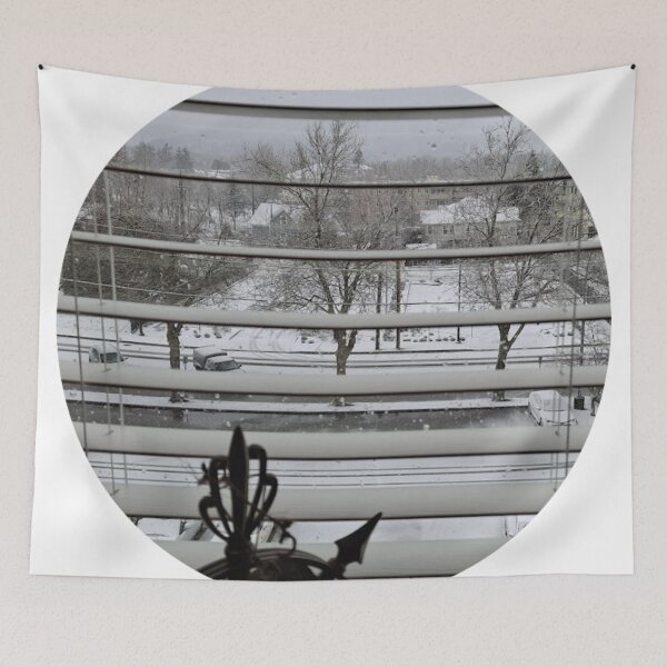 Item preview, snowy day from inside round photo art designed and sold by SmashingDeals.