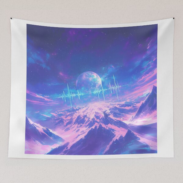 Item preview, Neon Cosmic Mountains with Pulse Waves designed and sold by Christian Weiss.