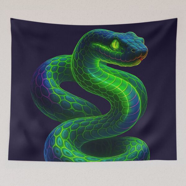 Item preview, Cyberpunk neon snake with bright contours and colors designed and sold by BreakingWorse.