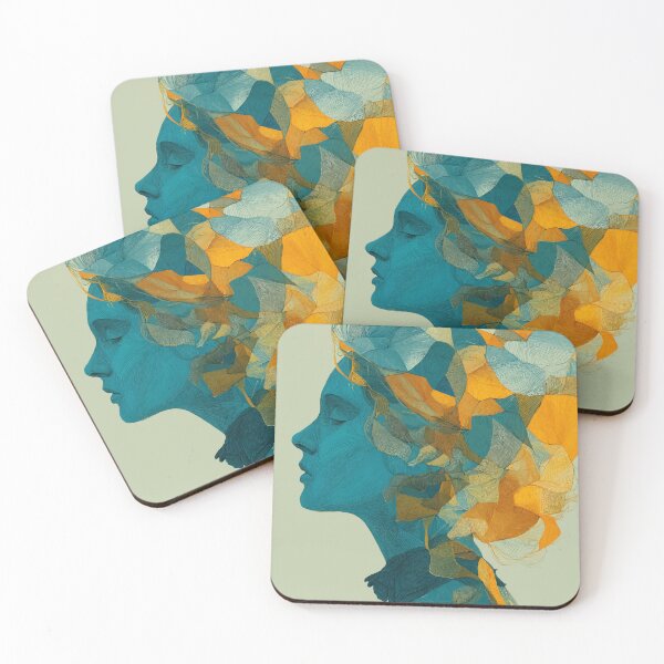Item preview, Still Small Voice – Poetic Floral Silhouette in Blue and Gold designed and sold by Moss and Moon Studio.