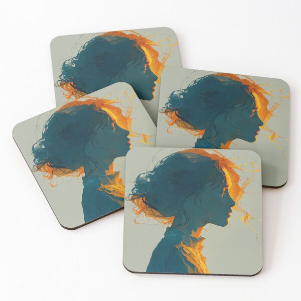 Item preview, Still Small Voice – Poetic Floral Silhouette in Blue and Gold designed and sold by Moss and Moon Studio.