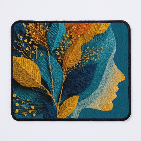 Item preview, Still Small Voice – Poetic Floral Silhouette in Blue and Gold designed and sold by Moss and Moon Studio.