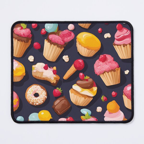 Item preview, Colorful Pattern Featuring Various Sweet Desserts and Pastries on Dark Background designed and sold by KanDa-Shop.