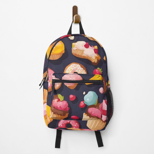 Item preview, Colorful Pattern Featuring Various Sweet Desserts and Pastries on Dark Background designed and sold by KanDa-Shop.