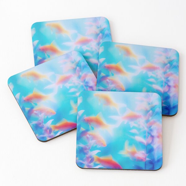 Item preview, Aquarium Blur - Dreamy Goldfish & Botanical Haze in Aqua Blue designed and sold by trajeado14.