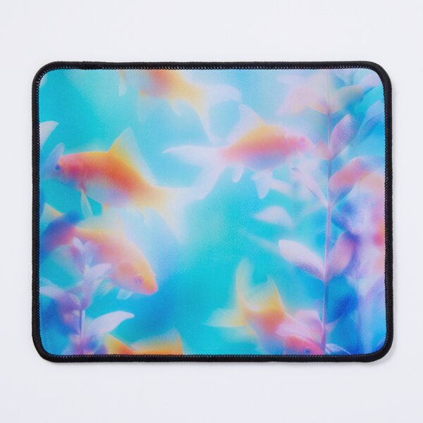 Item preview, Aquarium Blur - Dreamy Goldfish & Botanical Haze in Aqua Blue designed and sold by trajeado14.