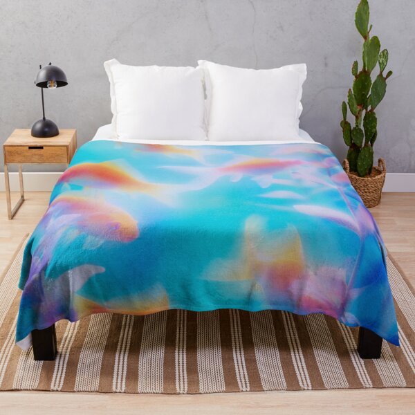 Item preview, Aquarium Blur - Dreamy Goldfish & Botanical Haze in Aqua Blue designed and sold by trajeado14.