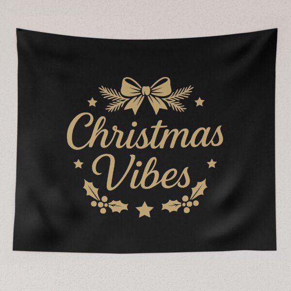 Item preview, Christmas Vibes Classy Gold Holiday Black T-Shirt designed and sold by DavidTeeStudio.