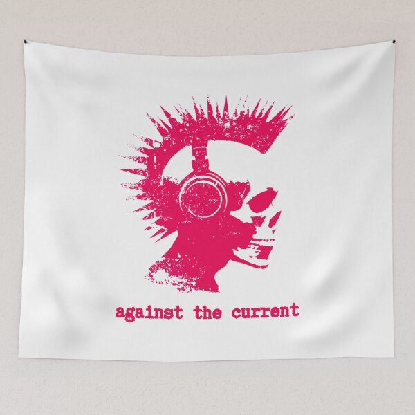 Item preview, against the current, red graphics with punk-skull designed and sold by silent-violin.