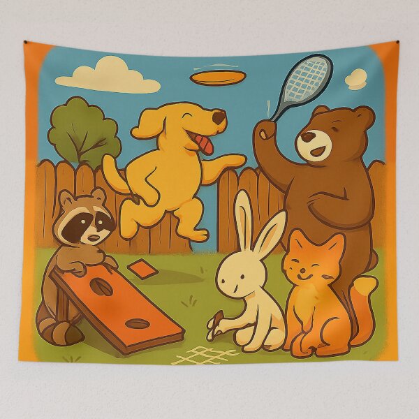 Item preview,    Backyard Party with Fun Animals designed and sold by AnimalAirtistry.