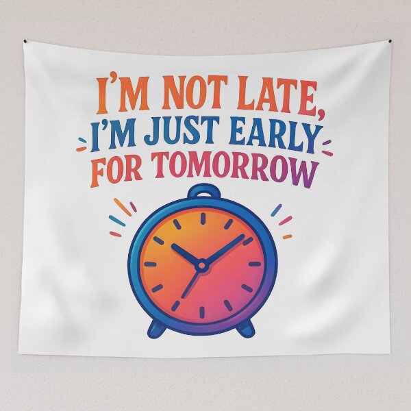 Item preview, early on time, always late, alarm clock, watches designed and sold by TrueArtVibes.