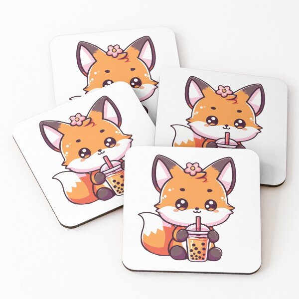 Item preview, Kawaii Fox with Boba Tea – Cute Bubble Tea Animal Illustration designed and sold by SketchOnScreen.