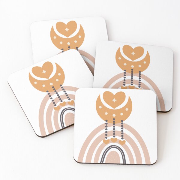 Item preview, Abstract Boho Rainbow with Crescent Moon Hearts and Minimal Dots designed and sold by NiceDigital.
