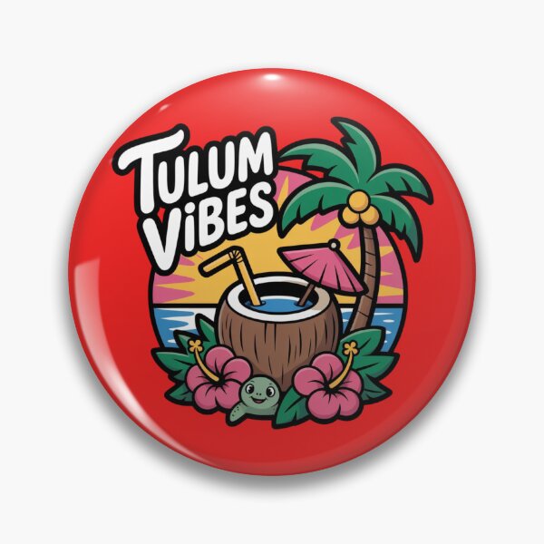 Item preview, Tulum Vibes Tropical Cartoon Sticker – Cute Coconut, Palm Tree & Sunset designed and sold by Timeless Design.