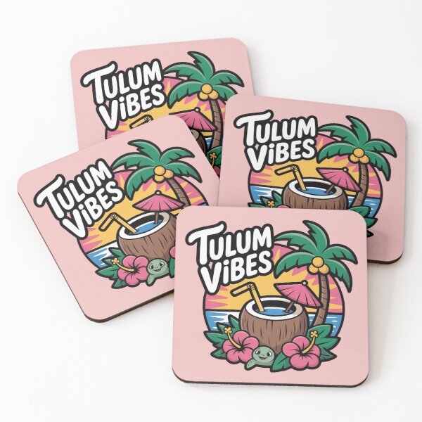 Item preview, Tulum Vibes Tropical Cartoon Sticker – Cute Coconut, Palm Tree & Sunset designed and sold by Timeless Design.
