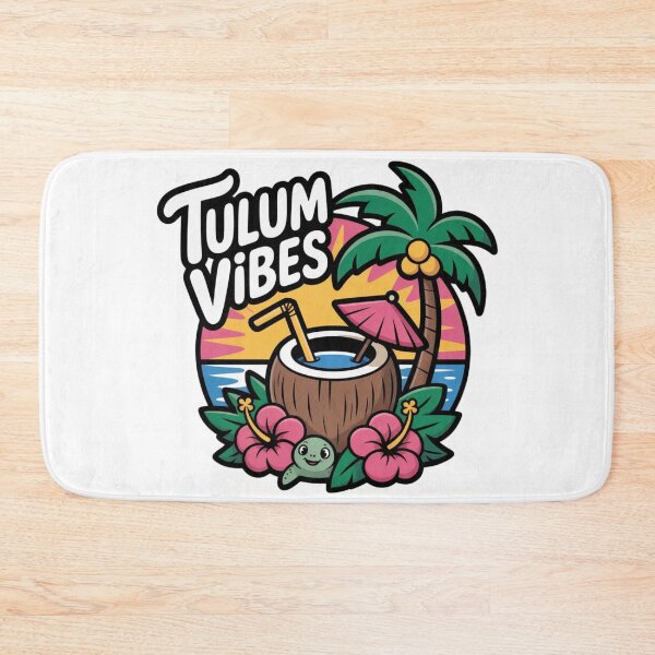 Item preview, Tulum Vibes Tropical Cartoon Sticker – Cute Coconut, Palm Tree & Sunset designed and sold by Timeless Design.
