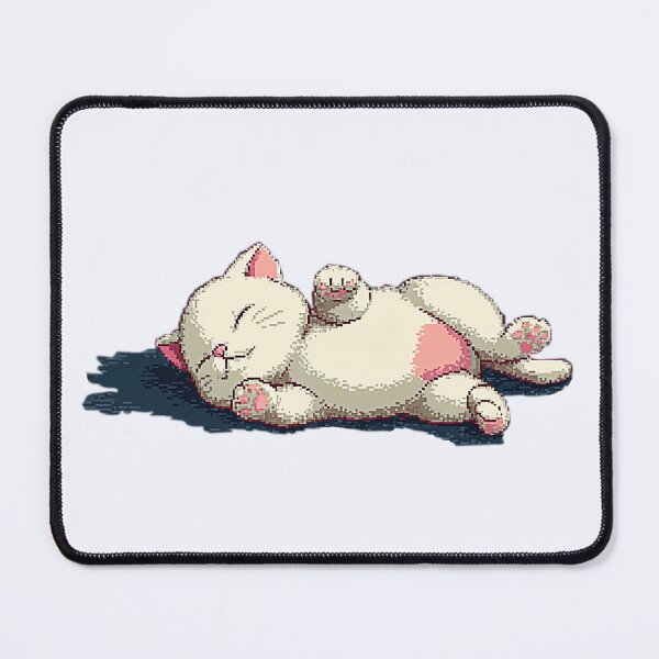 Item preview, Pixel Art Sleepy Cat Lying on Back designed and sold by Bambooartist.