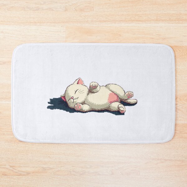 Item preview, Pixel Art Sleepy Cat Lying on Back designed and sold by Bambooartist.