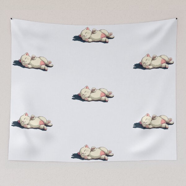 Item preview, Pixel Art Sleepy Cat Lying on Back designed and sold by Bambooartist.