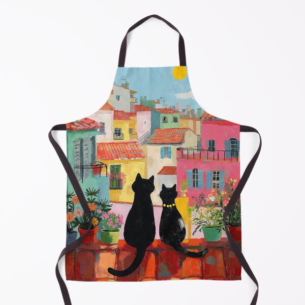 Item preview, Cats Watching the Sunset over Colorful Town designed and sold by Venon28.