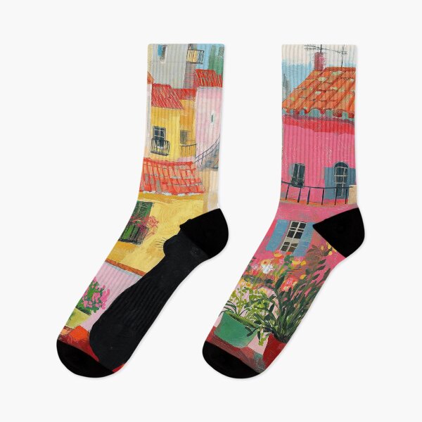 Item preview, Cats Watching the Sunset over Colorful Town designed and sold by Venon28.