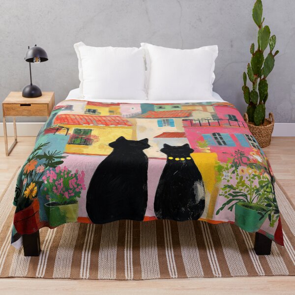 Item preview, Cats Watching the Sunset over Colorful Town designed and sold by Venon28.