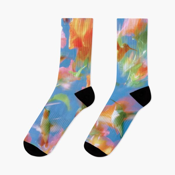 Item preview, Hummingbird Bloom Blurred Hibiscus Flowers in Sky Blue designed and sold by trajeado14.