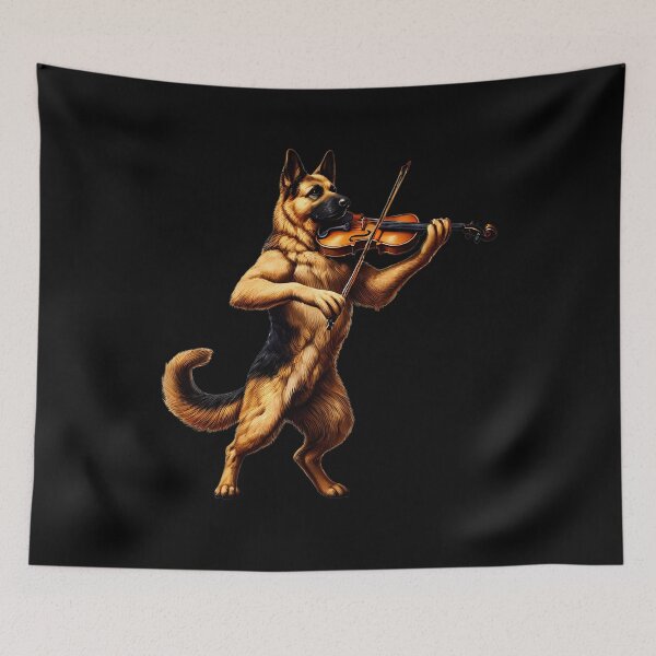 Item preview, German Shepherd Playing Violin Player Dog Lover designed and sold by Kimberley King Art  King Art.