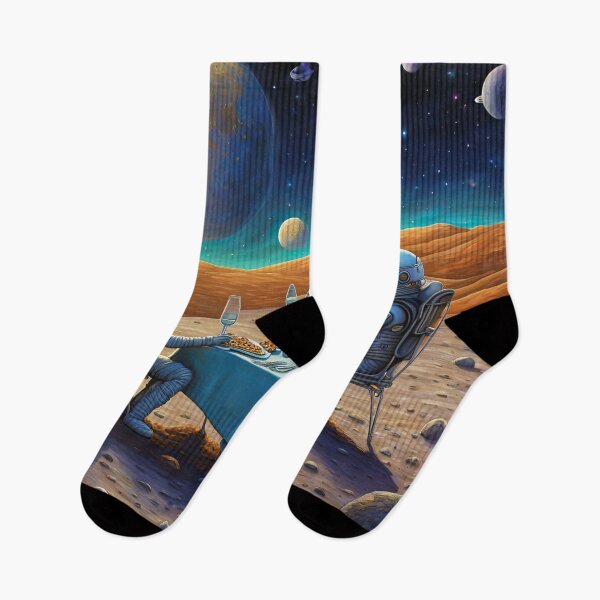 Item preview, Two Alien's wearing space suits having a romantic dinner on the moon designed and sold by Colin Bentham.