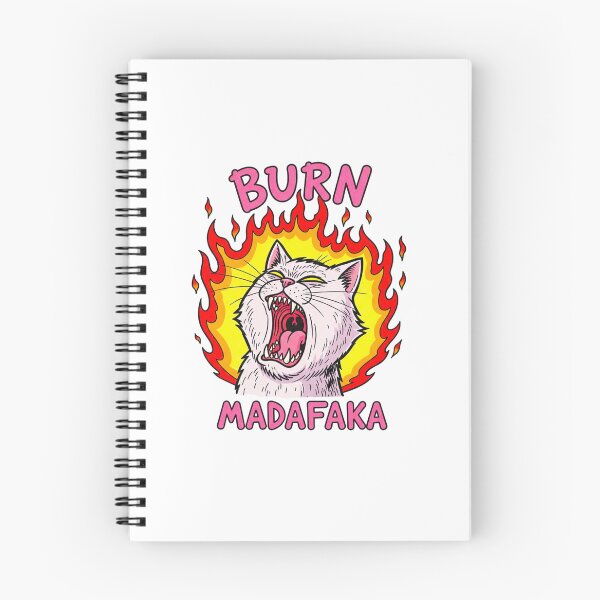 Item preview, screaming cat, cat design, meme, burn madafaka, funnyfits70, Humor, Funny, retro, vintages, funny quotes, animal humor, designed and sold by FunnyFits70.