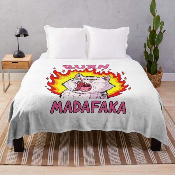 Item preview, screaming cat, cat design, meme, burn madafaka, funnyfits70, Humor, Funny, retro, vintages, funny quotes, animal humor, designed and sold by FunnyFits70.