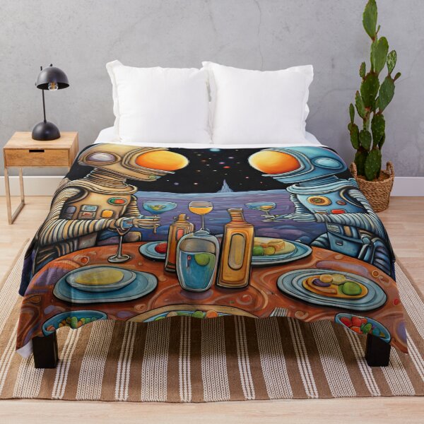 Item preview, Two Alien's wearing space suits having a romantic dinner on the moon designed and sold by Colin Bentham.