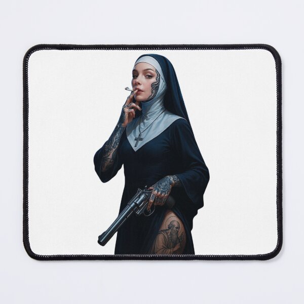 Item preview, Assasin Tattooed Nun Stickers - Black & White for Laptop, Luggage, Phone, Guitar, Skateboard, Car designed and sold by Yemison Art.