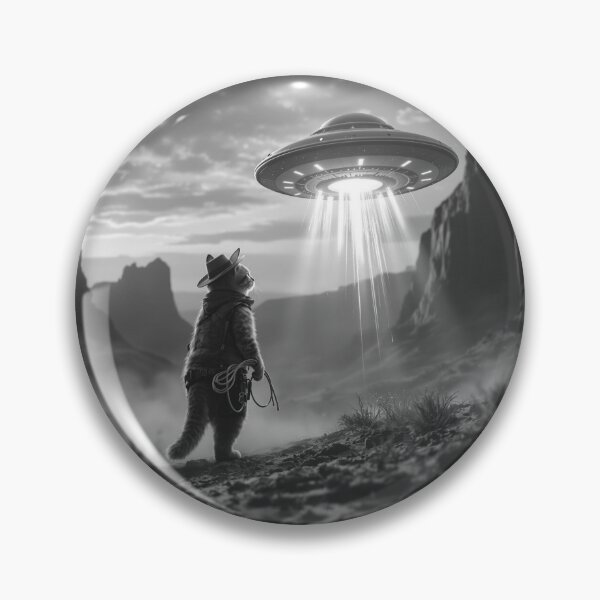 Item preview, Cowboy Cat vs UFO Duel T-Shirt, Hyper Realistic Wild West Sci-Fi Scene, Alien Invasion Fantasy Cat Artwork, Cinematic Chaos Tee designed and sold by KaryaVisionSTR.