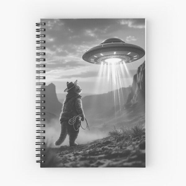 Item preview, Cowboy Cat vs UFO Duel T-Shirt, Hyper Realistic Wild West Sci-Fi Scene, Alien Invasion Fantasy Cat Artwork, Cinematic Chaos Tee designed and sold by KaryaVisionSTR.