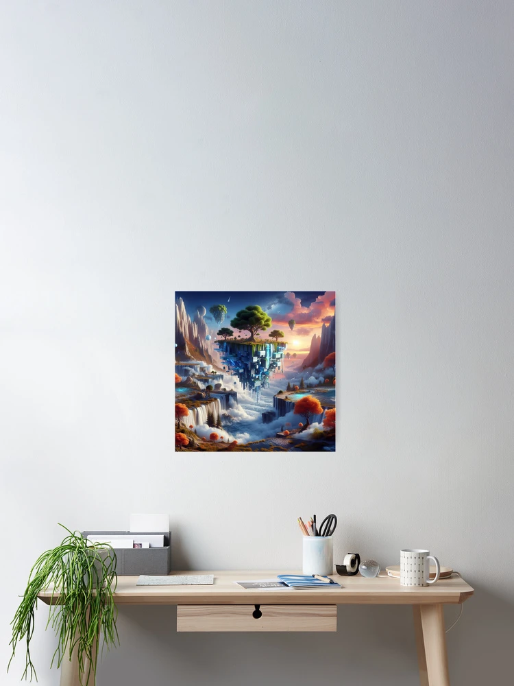 Thumbnail 2 of 3, Poster, Metaphysics V – Crystalline Roots Above the Rift designed and sold by Meta Mirage .