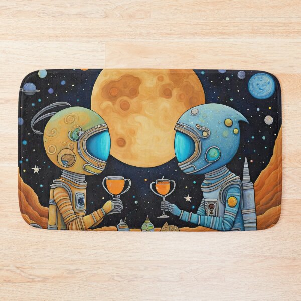 Item preview, Two Alien's wearing space suits having a romantic dinner on the moon designed and sold by Colin Bentham.