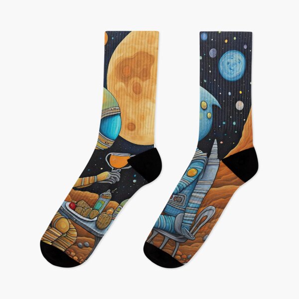 Item preview, Two Alien's wearing space suits having a romantic dinner on the moon designed and sold by Colin Bentham.