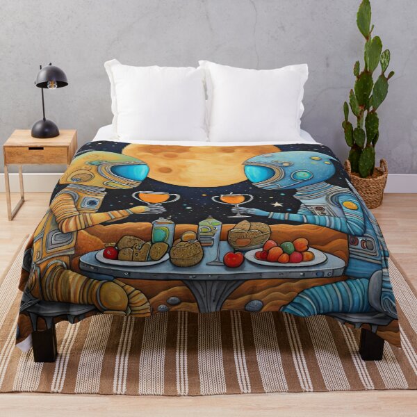 Item preview, Two Alien's wearing space suits having a romantic dinner on the moon designed and sold by Colin Bentham.