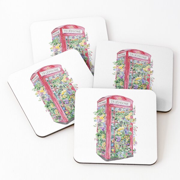 Item preview, Watercolour Red England Telephone Booth Filled with Flowers – British London Floral Art Print designed and sold by ColorandColor.
