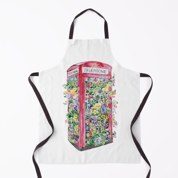 Artikelvorschau, Aquarell: Rote englische Telefonzelle voller Blumen – Britischer Londoner Blumenkunstdruck entworfen und verkauft von ColorandColor.