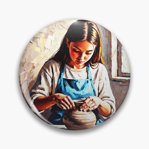 Item preview, A little girl lovingly makes ceramics on a potter's wheel. designed and sold by jotcar.