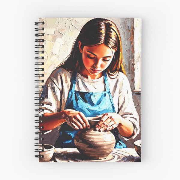 Item preview, A little girl lovingly makes ceramics on a potter's wheel. designed and sold by jotcar.
