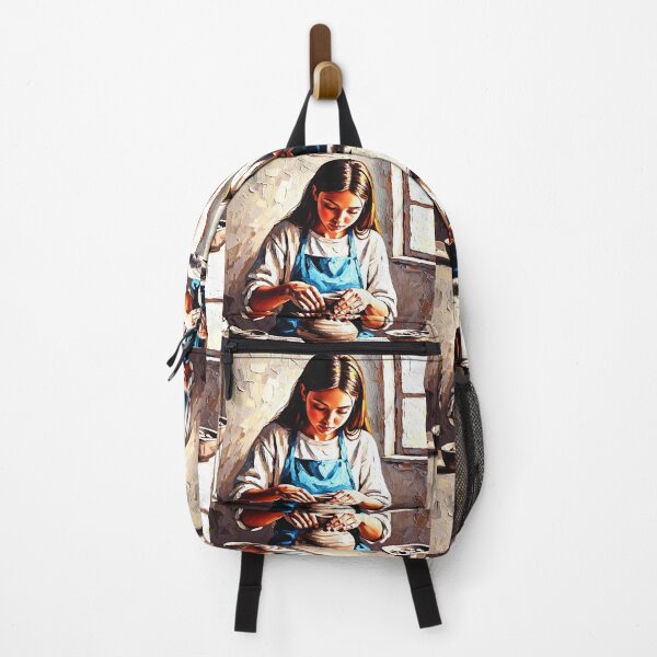 Item preview, A little girl lovingly makes ceramics on a potter's wheel. designed and sold by jotcar.