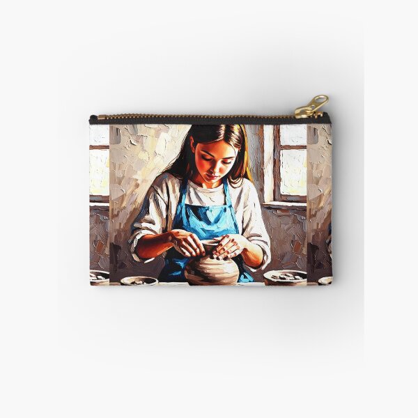 Item preview, A little girl lovingly makes ceramics on a potter's wheel. designed and sold by jotcar.
