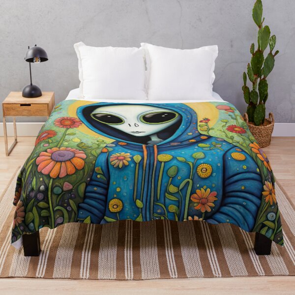 Item preview, Alien wearing a hoodie Planting Flowers designed and sold by Colin Bentham.