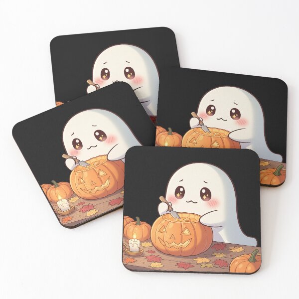 Item preview, Cute Kawaii Ghost with Pumpkin designed and sold by KunoKR.